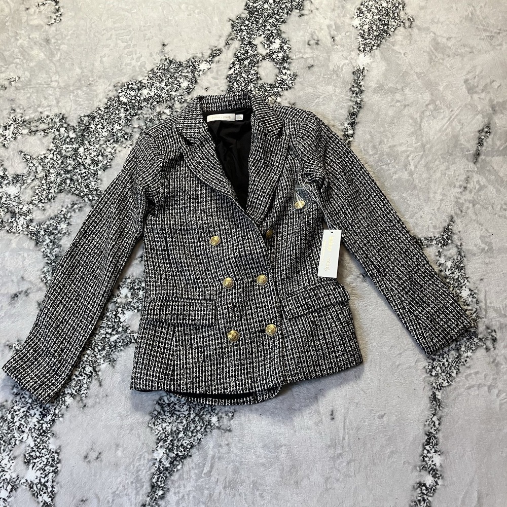 Bishop Young Cavalli Blazer Womens Size XS Metallic Tweed Double Breasted